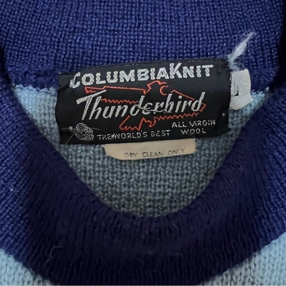 Vintage Columbia Knit Thunderbird Wool Sweater Size Large **flawed** - Picture 6 of 11